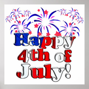 Poster Joyeux 4 juillet avec Fireworks