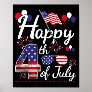 Poster Joyeux 4 juillet drapeau américain patriotique 4 j