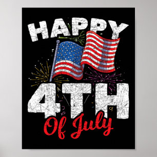 Poster Joyeux 4 juillet drapeau américain patriotique 4e 
