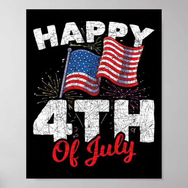 Poster Joyeux 4 juillet drapeau américain patriotique 4e  (Devant)