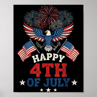 Poster Joyeux 4 juillet Drapeau patriotique américain 4 j