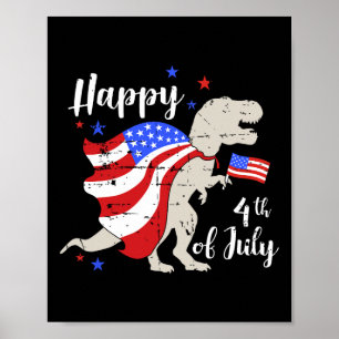 Poster Joyeux 4 juillet Jour de l'Indépendance avec T-rex