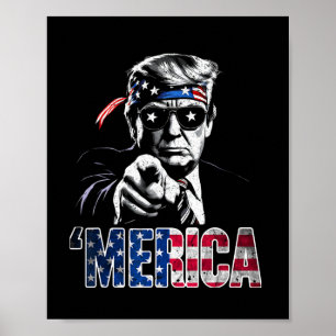 Poster Joyeux 4 juillet merica Trump Drapeau Américain Us