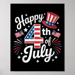 Poster Joyeux 4 juillet Patriotique Américain Drapeau Usa