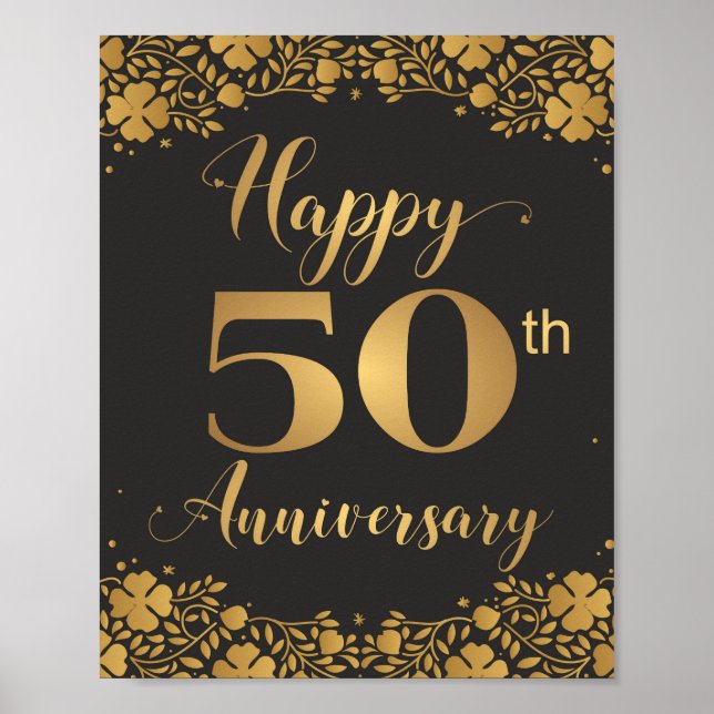 Poster Joyeux 50e anniversaire Jublilee Mariage d'or (Devant)