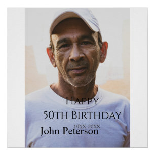 Poster Joyeux 50e anniversaire nom photo année homme simp