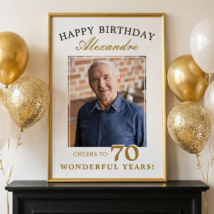 Poster Joyeux 70e Anniversaire Panneau de fête personnali