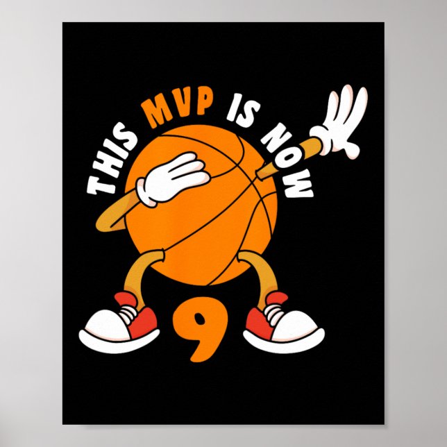 Poster Joyeux 9 Anniversaire 9 Anniversaire MVP Basketbal (Devant)