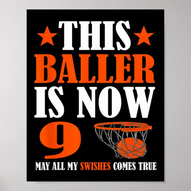 Poster Joyeux 9e anniversaire Basketball 9e anniversaire (Devant)