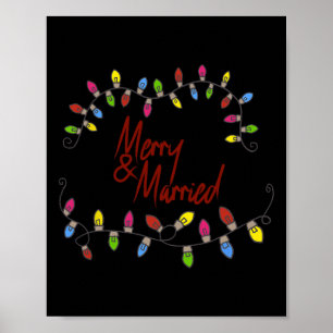 Poster Joyeux &amp; Marié Premier Couple Correspondant De
