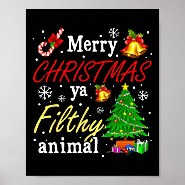 Poster Joyeux animal de Noël sale Ya Funny famille de Noë (Devant)