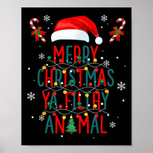 Poster Joyeux animal de Noël sale Ya Xmas Famille Pajam