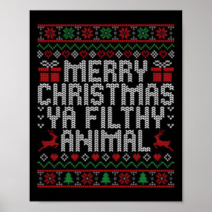 Poster Joyeux animal de Noël sale Ya Xmas Famille Pajam