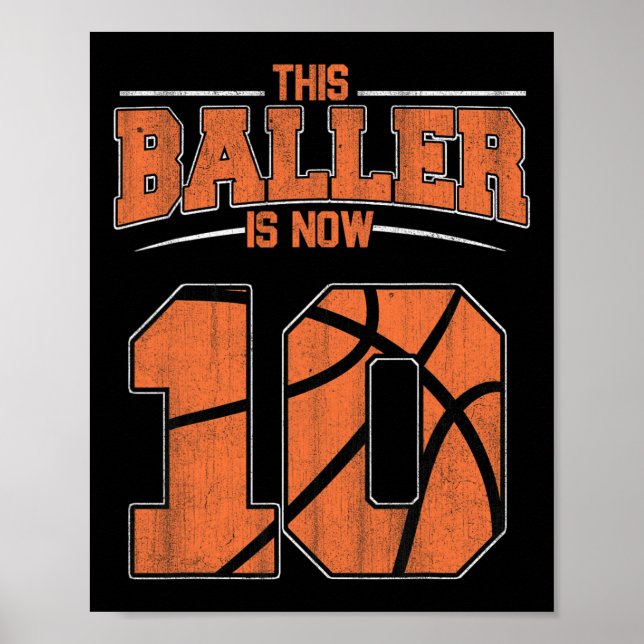 Poster Joyeux anniversaire 10e 10 ans Basketball Garçons  (Devant)