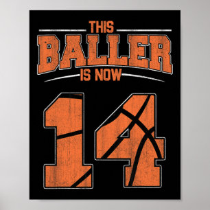 Poster Joyeux Anniversaire 14 Ans Garçons de Basketball Q
