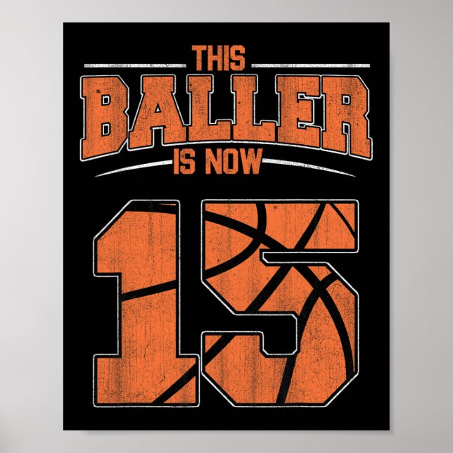 Poster Joyeux anniversaire 15 ans garçons de basket-ball  (Devant)