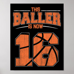 Poster Joyeux anniversaire 16 ans garçons de basket-ball