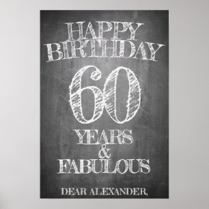 Poster Joyeux anniversaire - 60 ans & Fabuleux en chalkbo