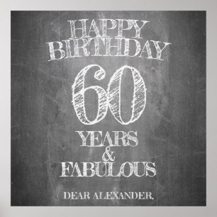 Poster Joyeux anniversaire - 60 ans & Fabuleux en chalkbo