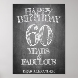 Poster Joyeux Anniversaire - 60 Ans & Fabuleux sur tablea