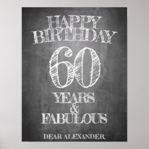 Poster Joyeux Anniversaire - 60 Ans & Fabuleux sur tablea