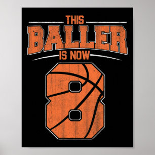 Poster Joyeux Anniversaire 8e 8 ans Basketball Garçons Ei