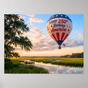 Poster Joyeux Anniversaire Amérique Lowcountry Montgolfiè