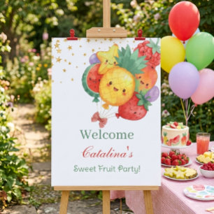 Poster Joyeux Anniversaire aux Fruits Sucrés Fête Tropi
