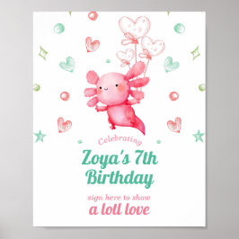 Poster Joyeux Anniversaire Bébé Axolotl Mignon