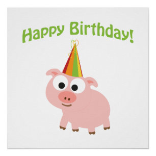 Poster Joyeux anniversaire ! Cochon mignon
