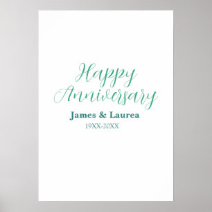 Poster Joyeux anniversaire de mariage nom date année simp