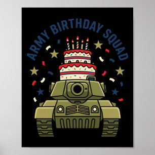 Poster Joyeux Anniversaire Équipe Armée Enfants Militaire