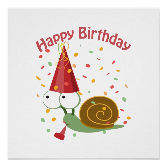 Poster Joyeux anniversaire ! Escargot Confetti (Devant)