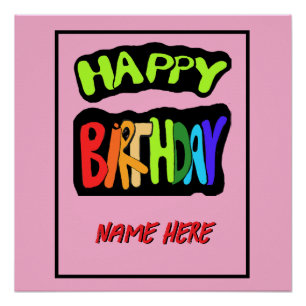 Poster Joyeux anniversaire et nom personnalisé