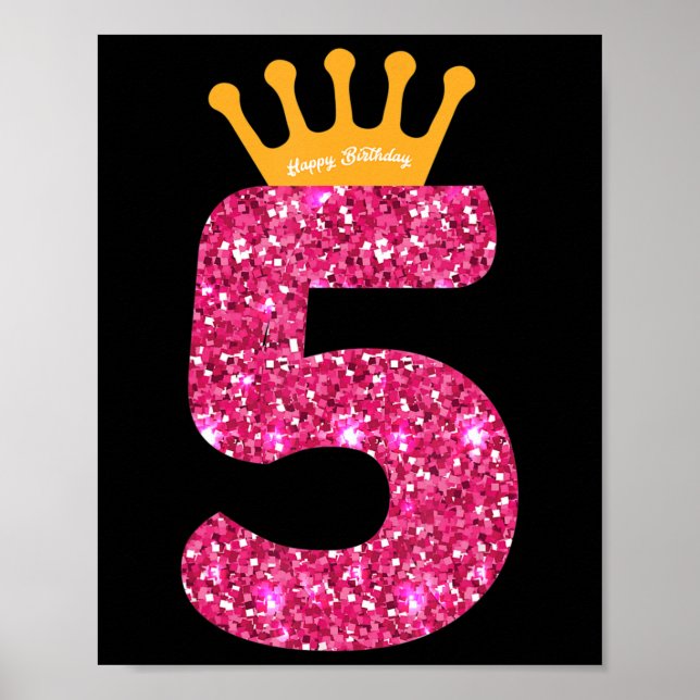 Poster Joyeux anniversaire, Filles 5e fête 5 ans Annivers (Devant)