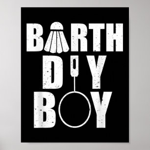 Poster Joyeux anniversaire garçon Badminton Joueur navett
