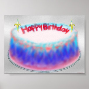 Poster Joyeux anniversaire Gélatine imprimé gâteau de mon