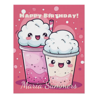 Poster Joyeux Anniversaire Glace à la Crème de Neige Kawa