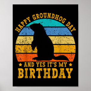 Poster Joyeux anniversaire Groundhog Day Woodchuck Ground