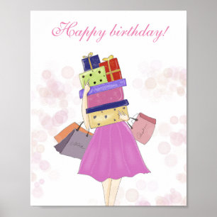Poster Joyeux anniversaire, illustration de mode