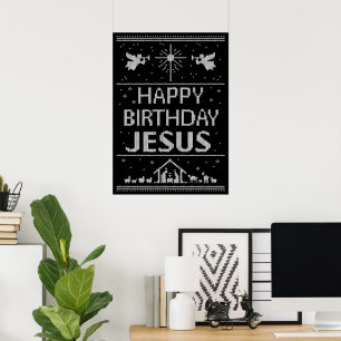 Poster Joyeux Anniversaire Jésus Sweater Christian