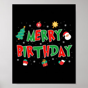 Poster Joyeux anniversaire Joyeux Noël Joyeux anniversair