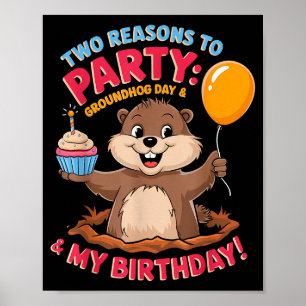 Poster Joyeux Anniversaire le jour de la marmotte 2025 Jo
