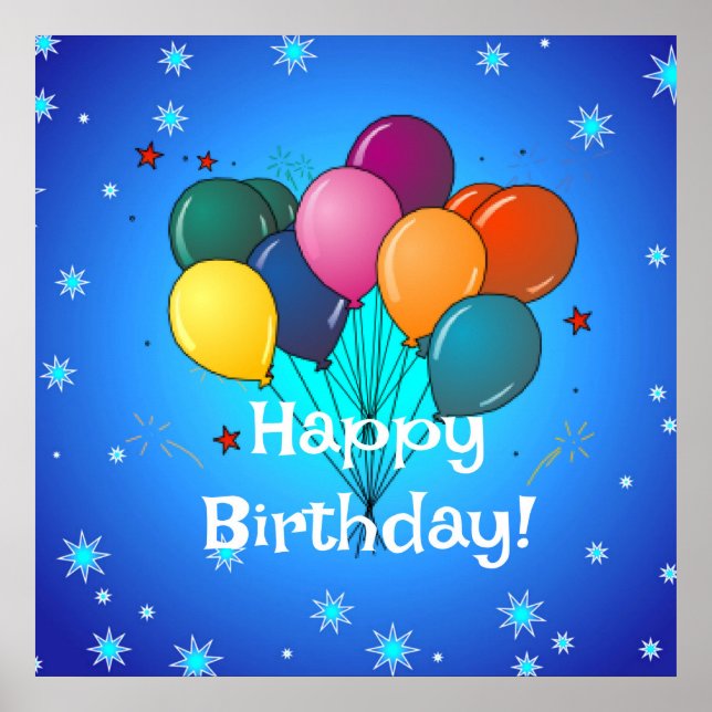 Poster Joyeux anniversaire...l'heure de la fête ! Arrondi (Devant)