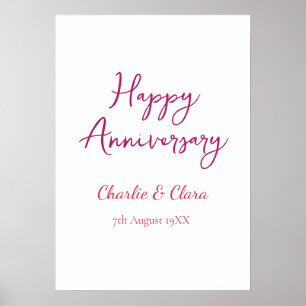 Poster Joyeux anniversaire nom rose gras nom date si