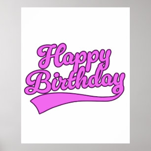 Poster Joyeux Anniversaire police vintage