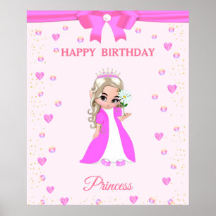 Poster Joyeux Anniversaire Princesse Mignonne & Pierres P