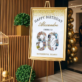 Poster Joyeux Anniversaire Salue À 80 Ans Photo Collage