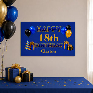 Poster Joyeux Anniversaire Tout Âge Bleu