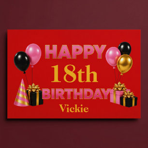 Poster Joyeux Anniversaire Tout Âge Rouge